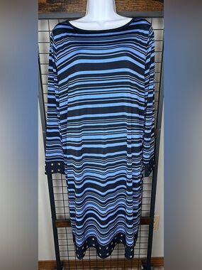 Michael Kors Striped Navy Blue and Blue Dress
